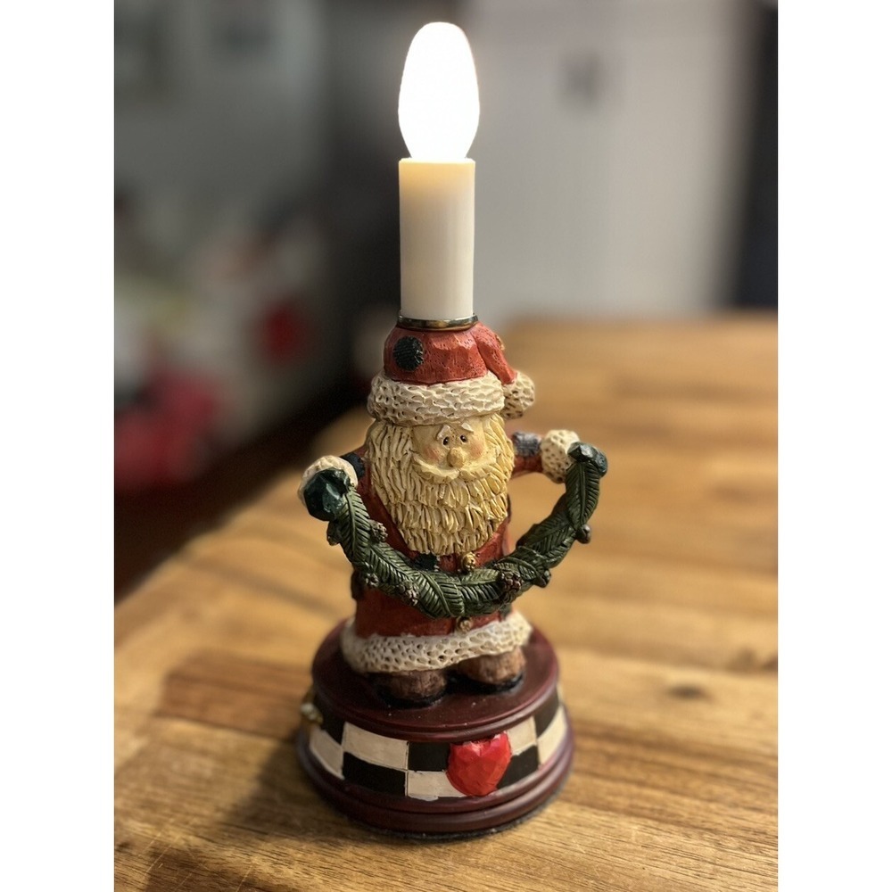 Santa Holiday Tabletop Lamp Small Windowsill Resin Candlestick
